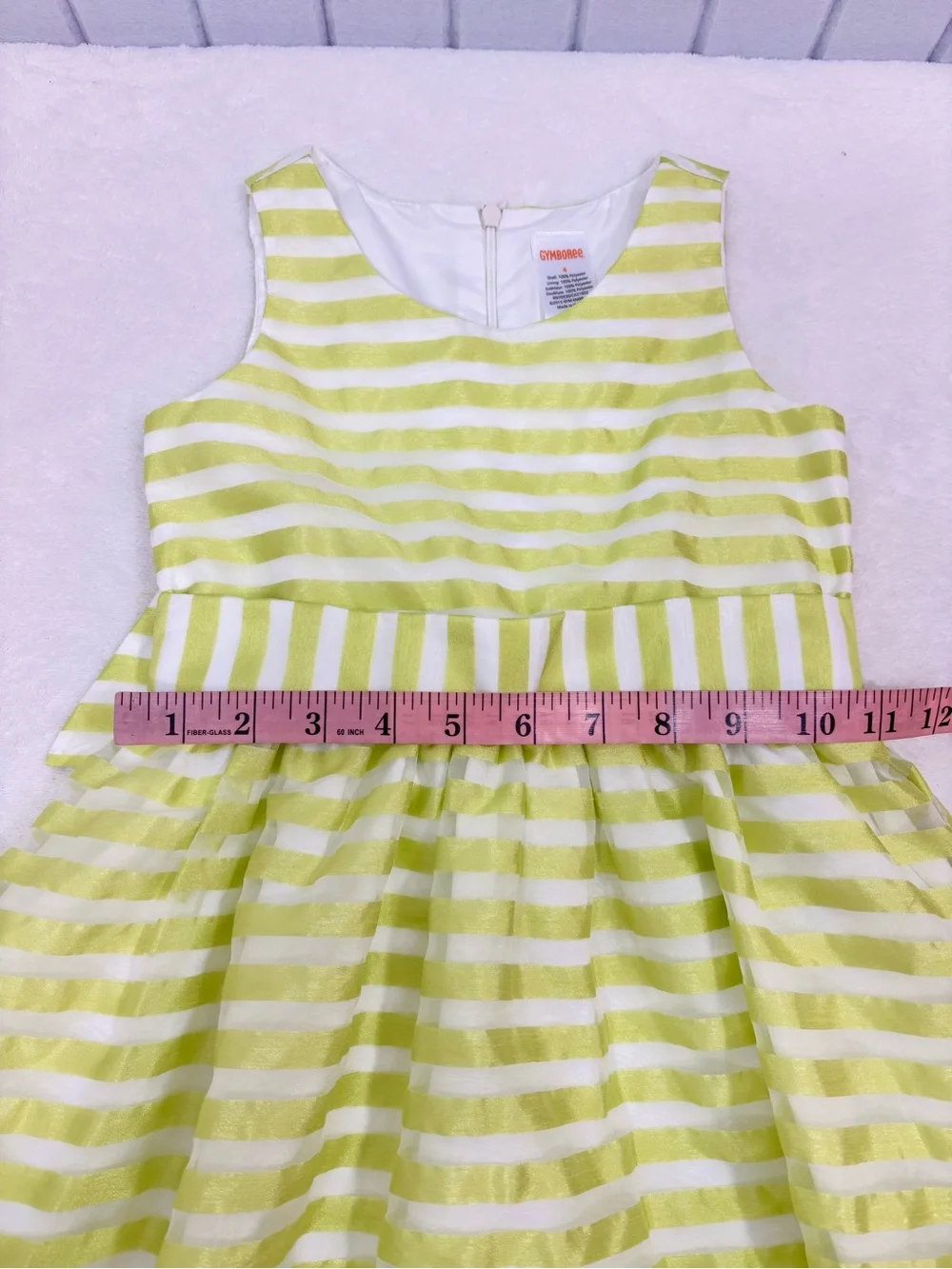 Gymboree Lime Green & White Striped Sleeveless Fit-and-Flare Dress